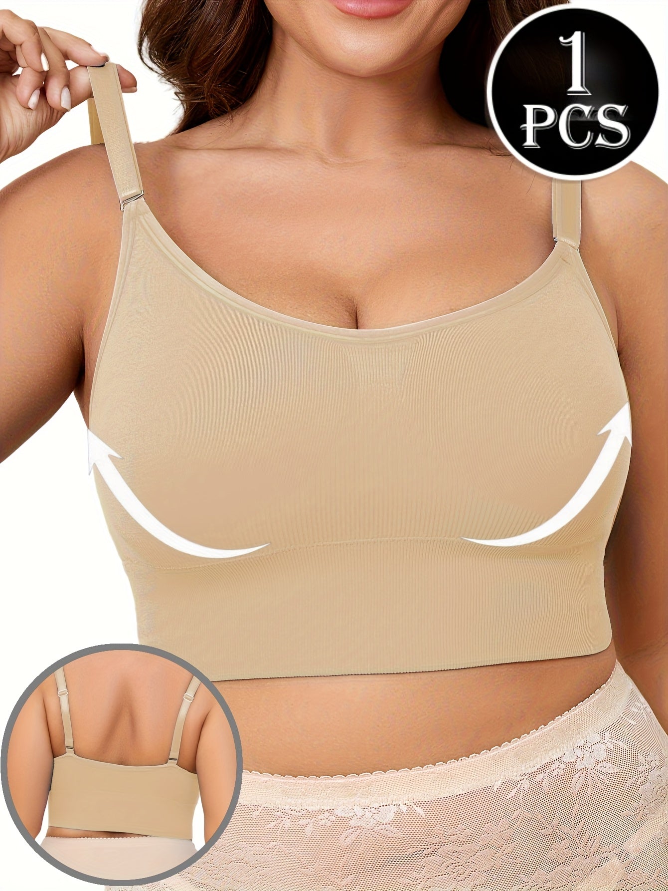Women's Seamless Plus Size Sports Bra with Removable Pads Breathable Fabric