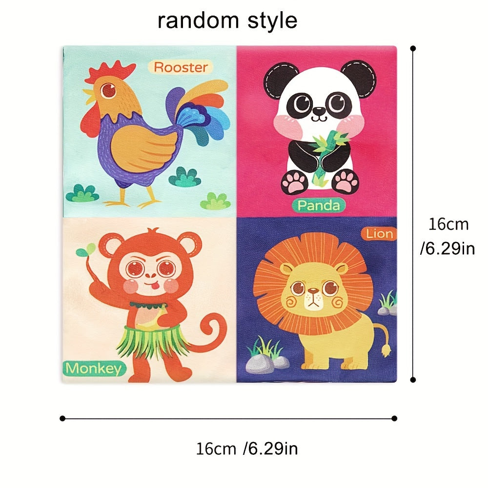 Animal Sensory Learning Toy Set with Tissue Box, Scarf and Crinkle Paper for Kids