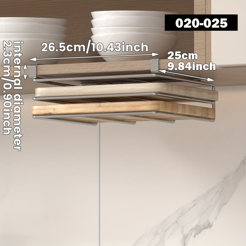 O'zingizning oshxonangiz va hammomingizni osonlik bilan tashkil qiling, 1 dona joyni tejovchi oshxona tokchasi bilan, kesish taxtasi, qozon qopqog'i va shkaf eshigi osish imkoniyati bilan.