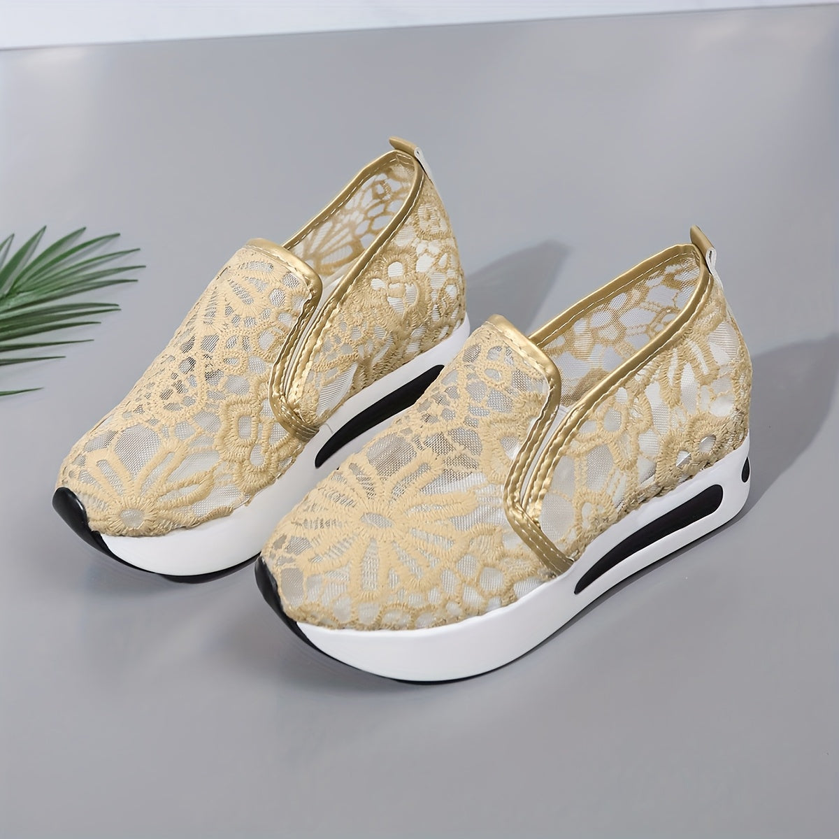 Zapatillas slip-on con bordado floral para mujer, transpirables, de malla, zapatos casuales
