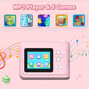 Portable Mini Camera Photo Printer with 6.1cm Screen USB Rechargeable 1080P Video 48MP MP3 Playback Thermal Monochrome Printing Smartphone Compatible