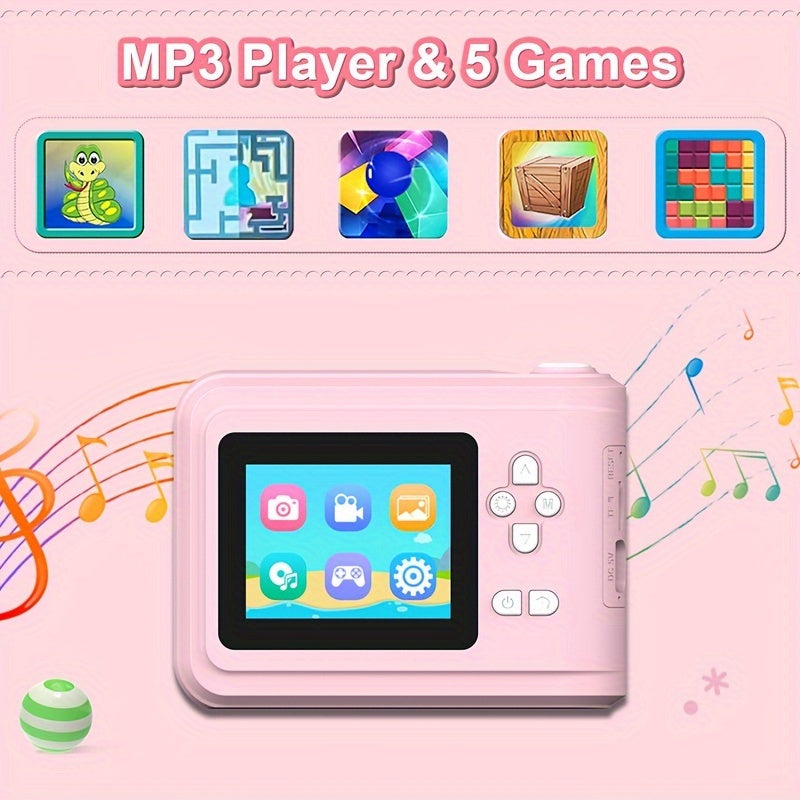 Portable Mini Camera Photo Printer with 6.1cm Screen USB Rechargeable 1080P Video 48MP MP3 Playback Thermal Monochrome Printing Smartphone Compatible