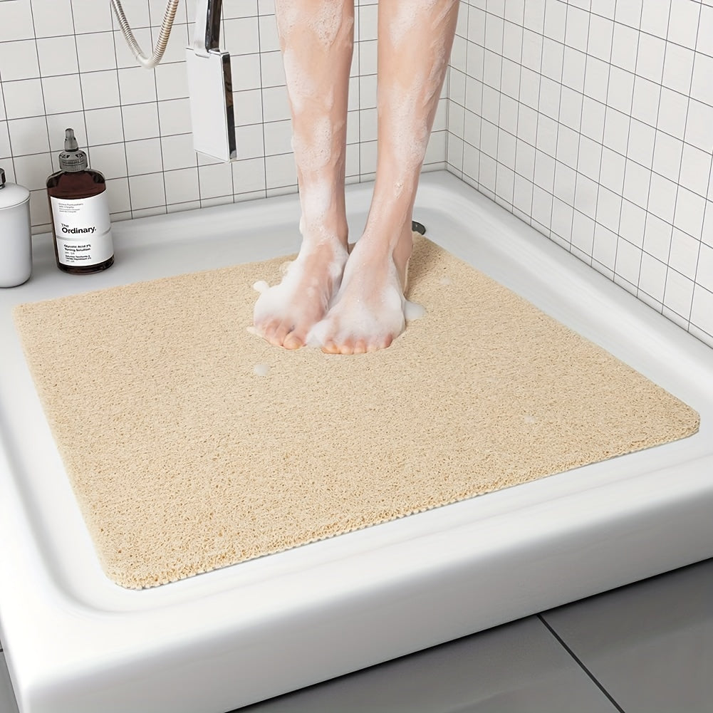 Alfombra antideslizante para baño con base de esponja de lufa y resistente al agua 53,34x53,34cm