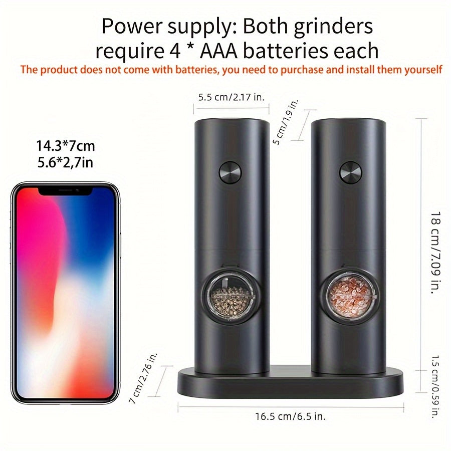 Elektr taxtak va murch maydalagich to'plami, 2 ta, oq, batareyali