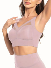 Plus Size Seamless Women’s Sports Bras with Breathable Mesh for Yoga Running