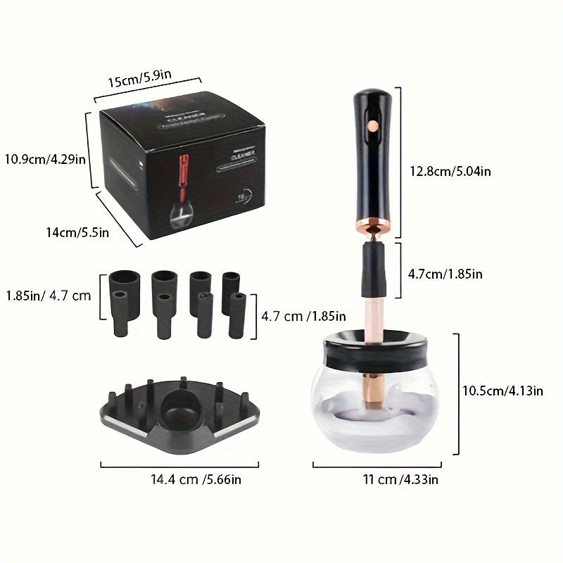 Electric Makeup Brush Cleaner Machine for All Sizes with Spinner and Accessories
