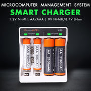 Dual-Purpose Mini Battery Charger for AA AAA 9V Lithium Rechargeable Batteries