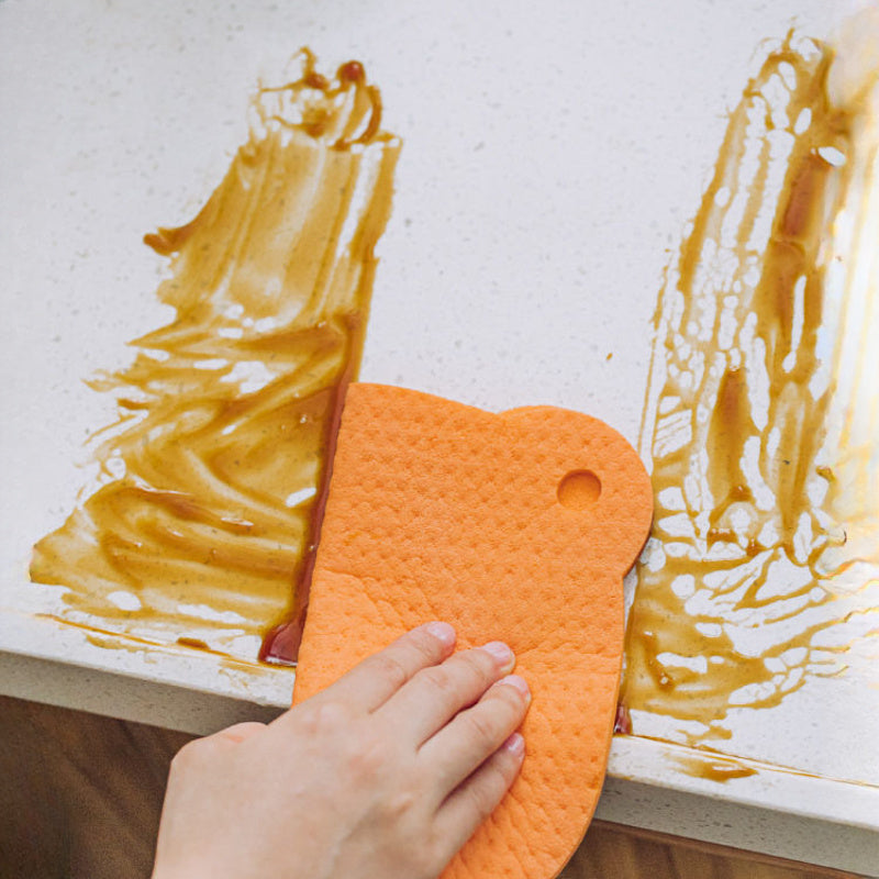 Set of 3 Wood Pulp Fiber Cleaning Sponges for Mirrors Glass and Surfaces