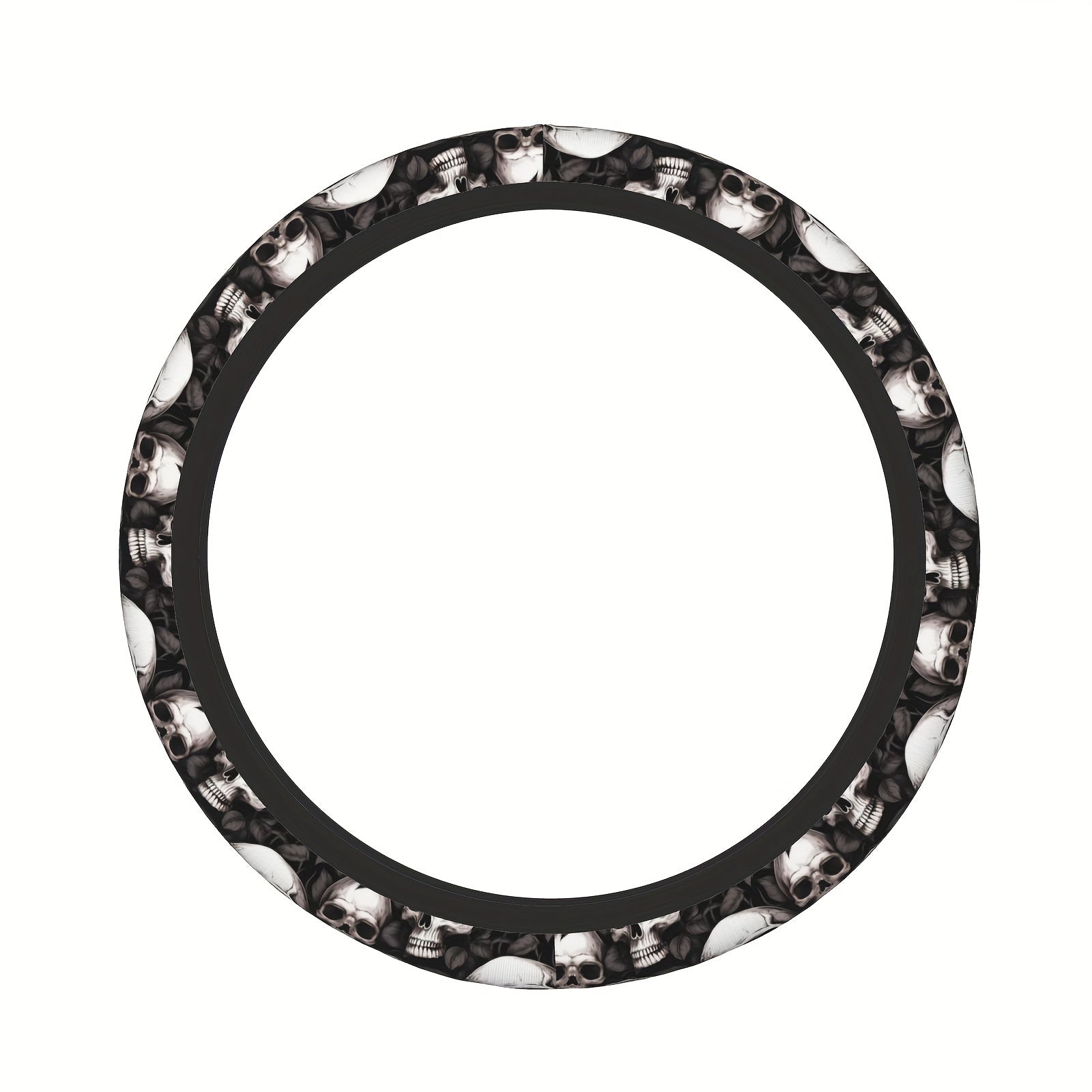 Universal Polyester Skull and Rose Car Steering Wheel Cover 38.1cm