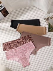 Women's Seamless Triangle Panties 5-Pack Mid Rise Solid Color Cotton Gusset