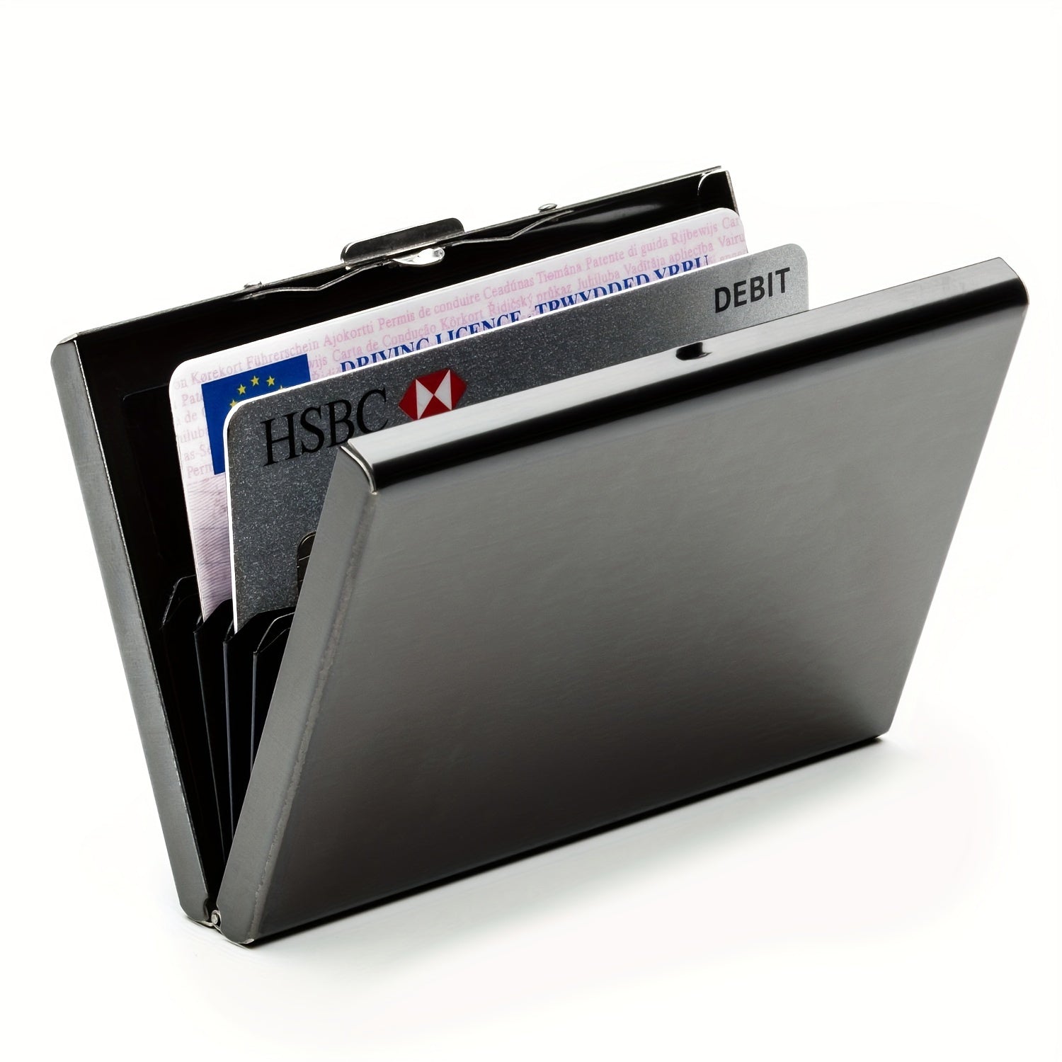 Slim RFID Blocking Stainless Steel Credit Card Holder for Men and Women Black 6 Slots