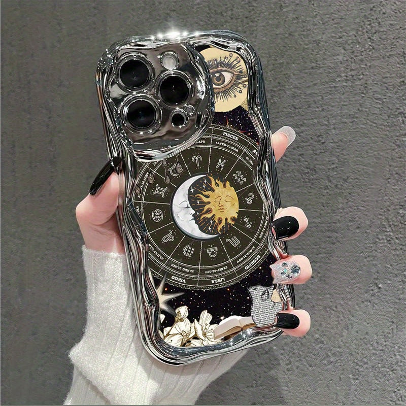 Celestial Zodiac Electroplated Cream Phone Case for iPhone Shock-Resistant and Fashionable