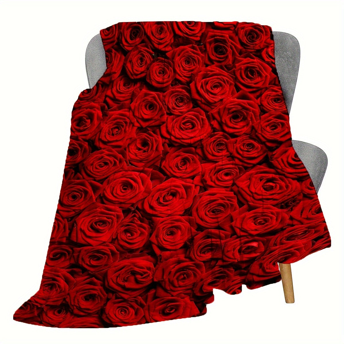 Rose Printed Fleece Blanket Soft Cozy Lightweight for All Seasons