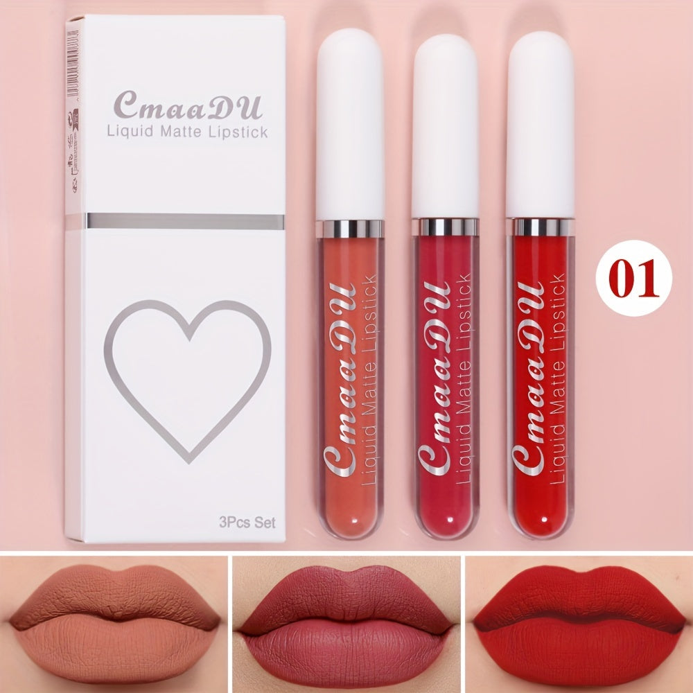 Set de labiales líquidos mate para mujer, a prueba de agua y de larga duración en tonos rojos