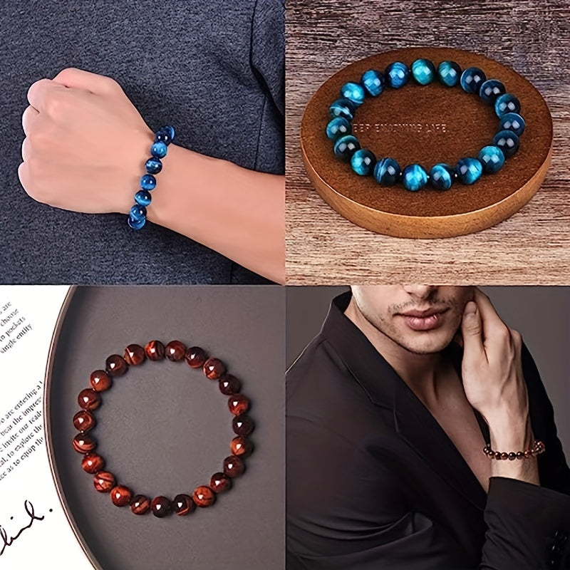 Set of 10 8mm Semi Precious Stone Beaded Bracelets for Men Women Healing Crystal Unisex Gift