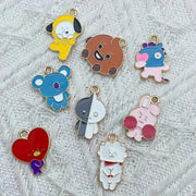 Set of 8 Cartoon Animal Alloy Enamel Charms Bunny-Shaped Gold Base Jewelry Pendants for DIY Crafts