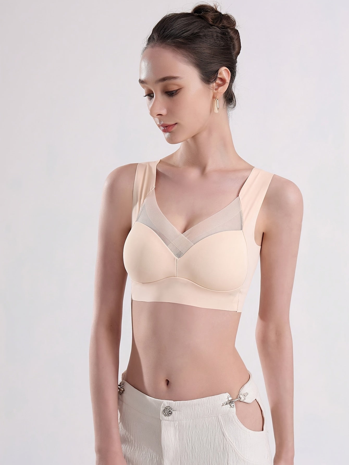 Women's Plus Size Seamless Ice Silk Sports Bra High Support Backless