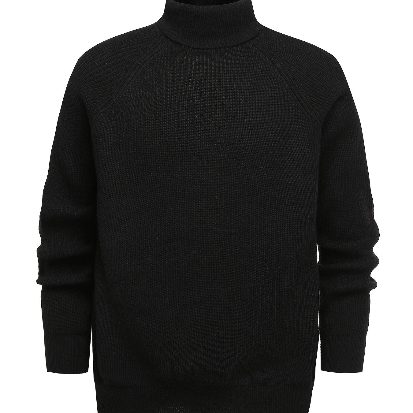 Men's High Neck Knit Sweater Long Sleeve Polyester Solid Color Fall Winter Plus Size