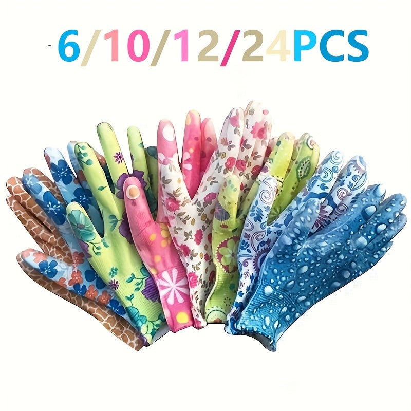 Nylon Garden Gloves for Women Available in 6 10 12 24 Pcs Flexible Finger Protection for Planting Weeding Seeding
