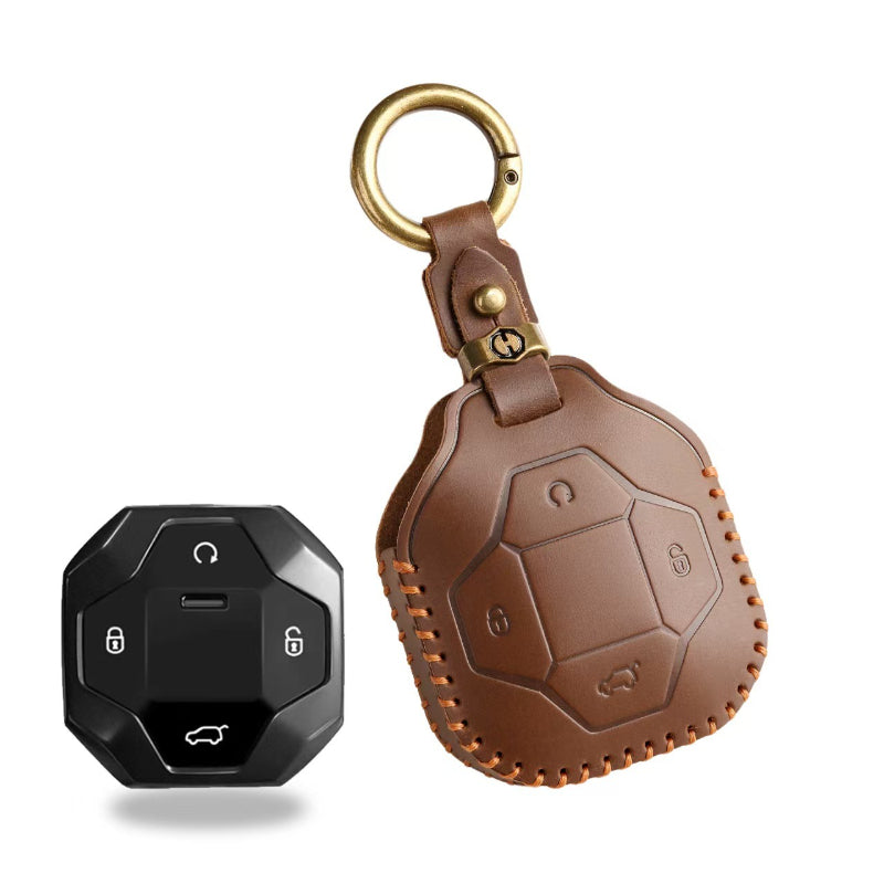 Universal Leather Car Remote Key Fob Cover with Keyring for Car Model Accessories