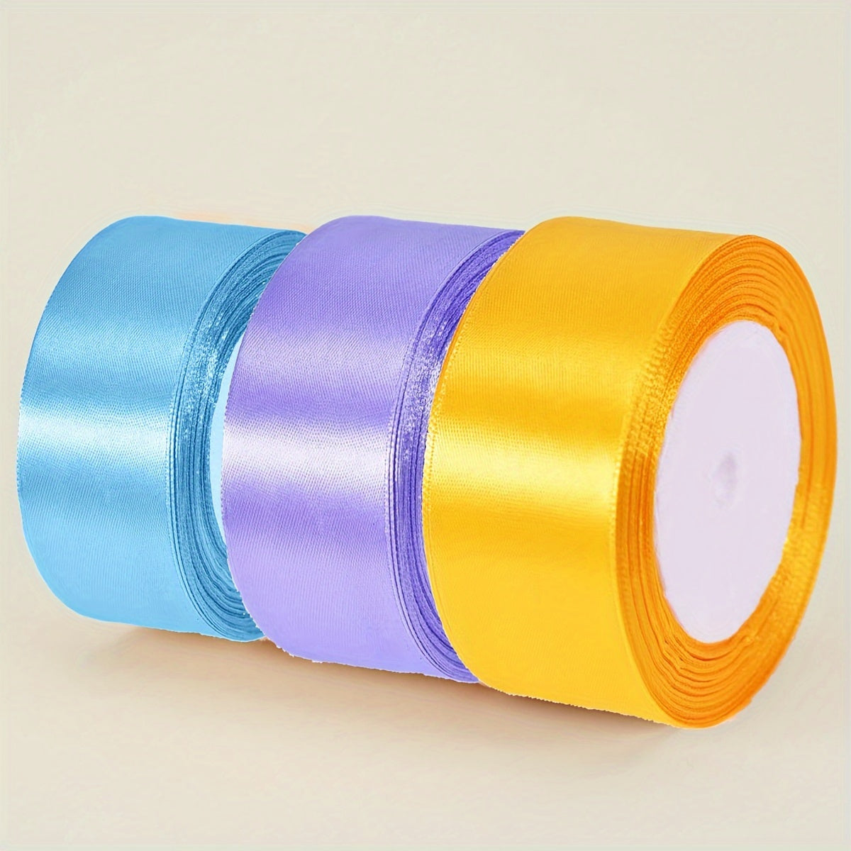 Satin Ribbon Pack 3 Pieces 4cm Wide 22m Long for Wedding Cake Decoration and DIY Crafts