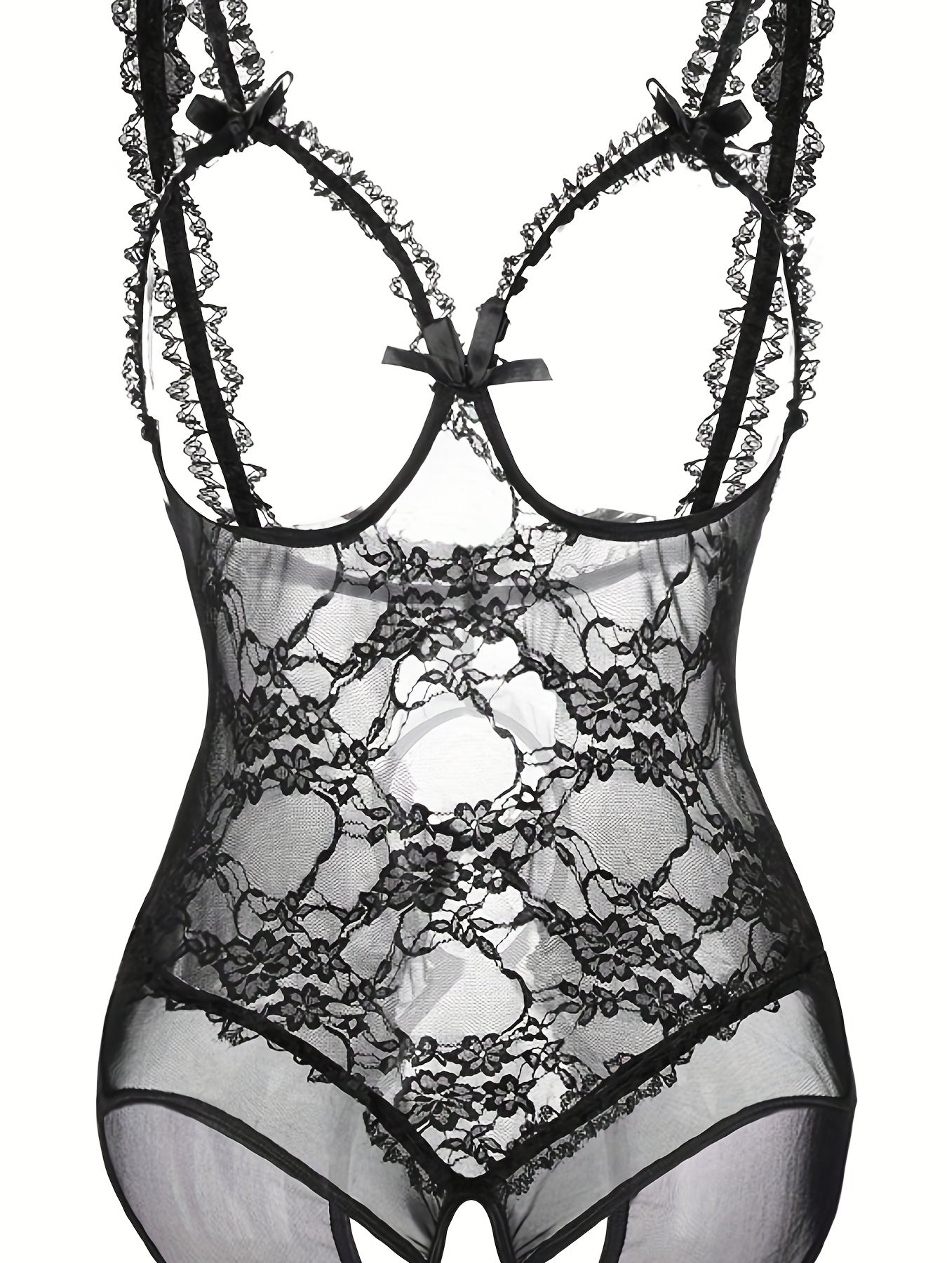 Ayollar uchun katta o'lchamli korsetti tarmoq tikanli bodysuit, ochiq ko'rinishli Teddy