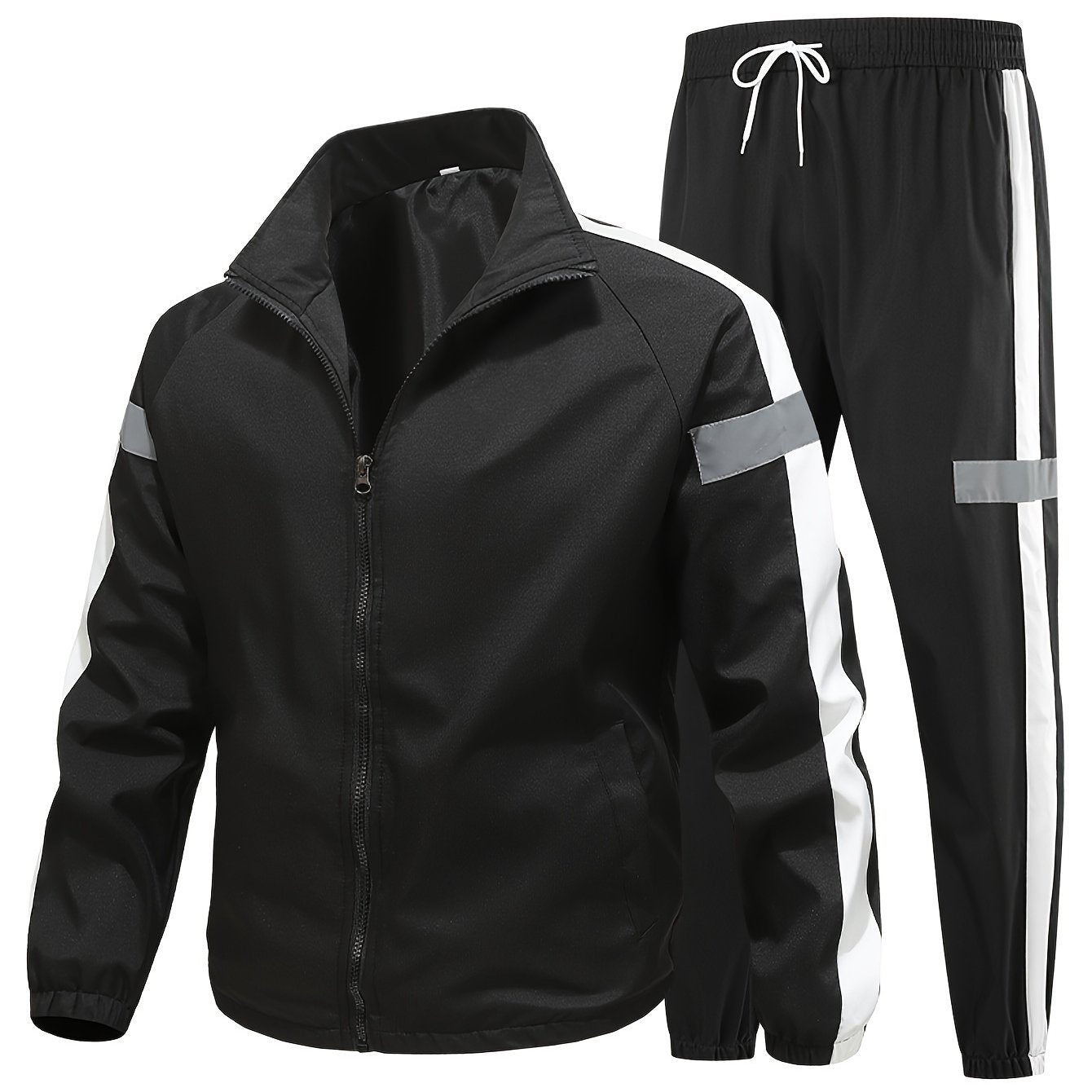 Мужской ветронепроницаемый костюм из куртки и брюк с отражающей этикеткой, весна-осень, повседневный стиль