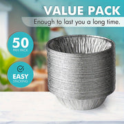 50 Pack 12.7cm Heavy Duty Disposable Aluminum Pie Pans for Baking Mini Pies