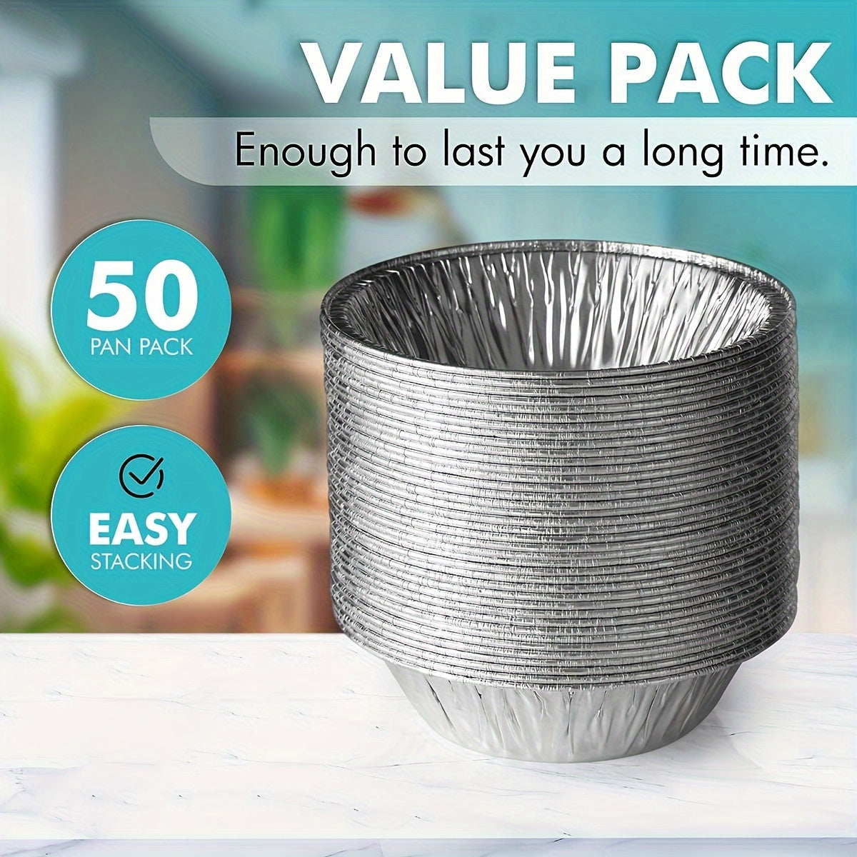 50 Pack 12.7cm Heavy Duty Disposable Aluminum Pie Pans for Baking Mini Pies
