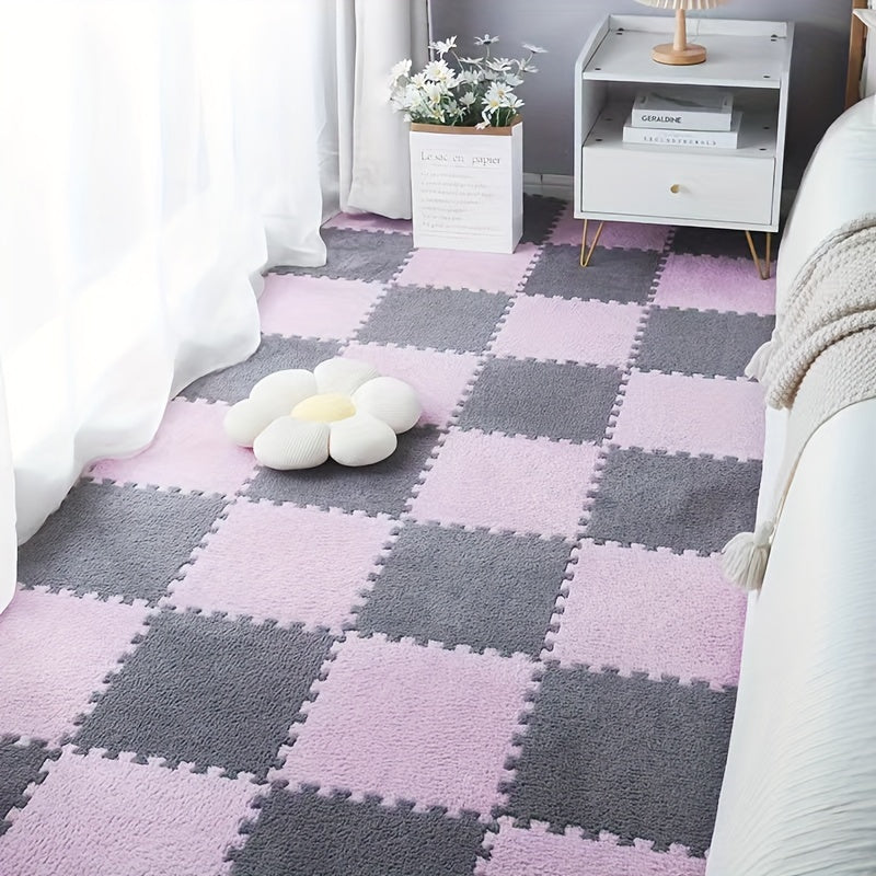 Набор из 10 плюшевых ковров-пазлов для спальни и гостиной — уютные, легко чистящиеся и персонализируемые коврики, 29,97x29,97 см — идеально подходят для общежитий и украшения эркеров