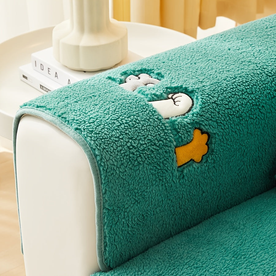 Роскошный фальшивый овечий плюшевый чехол для дивана на зиму, дружелюбный к домашним животным и стираемый в машине. Обеспечивает защиту от царапин и подходит для диванов от одного до четырех мест, а также для кроватей и подушек.