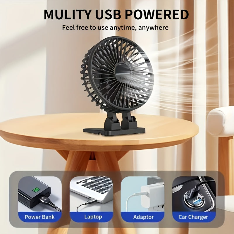 Portable USB Mini Fan 3 Speeds Silent Operation Travel Office Bedroom