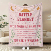 Women's Flannel Cancer Care Blanket with Uplifting Quotes for Chemo and Healing
