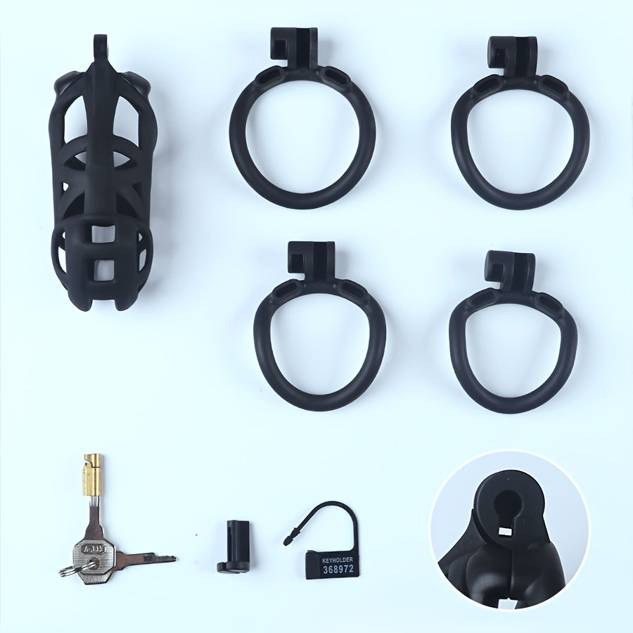 Men Chastity Lock Matte Nylon Resin Lightweight Curved Cage Self-Control