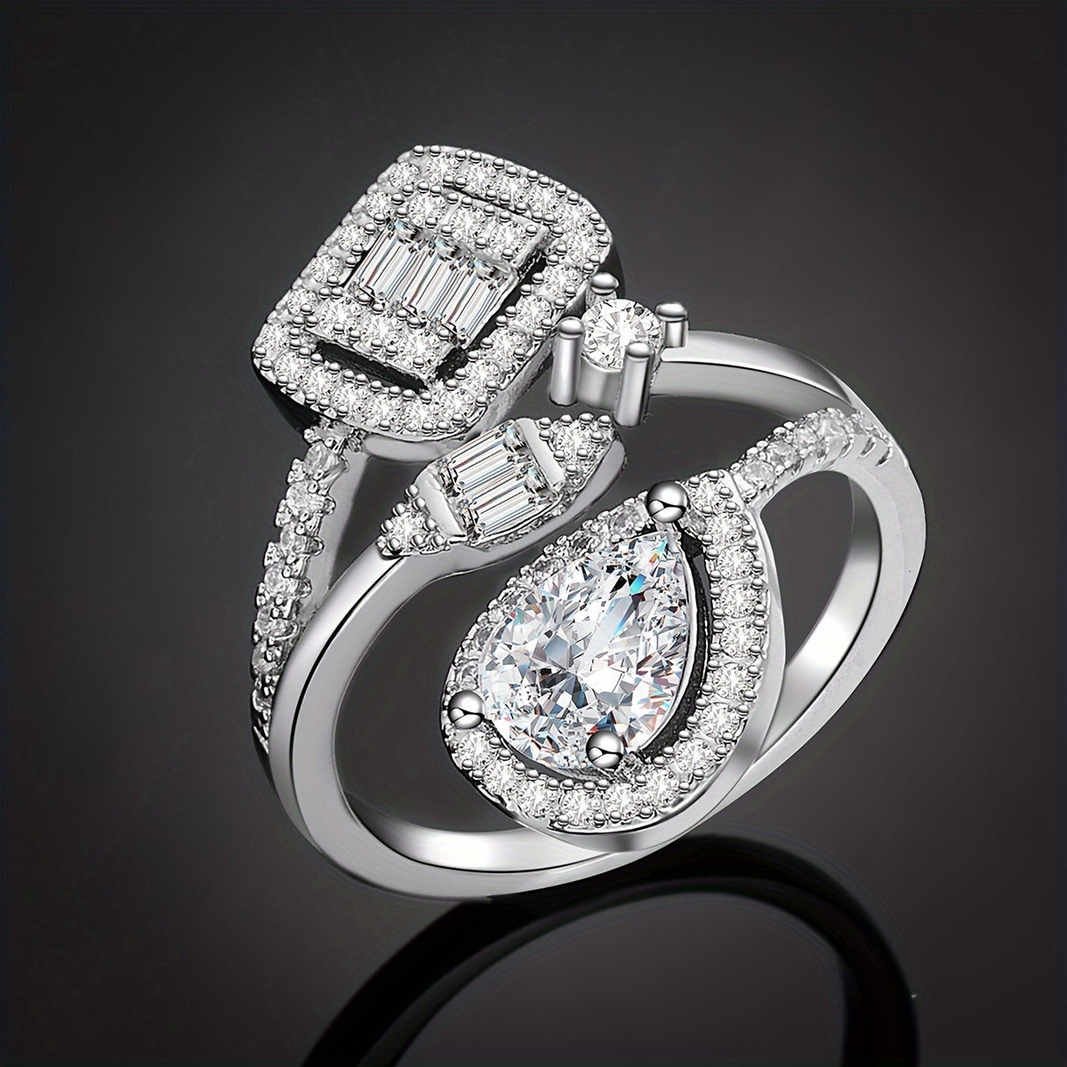 Wedding Jewelry Set for Bride 4-Piece CZ Necklace Earrings Bracelet Ring Elegant