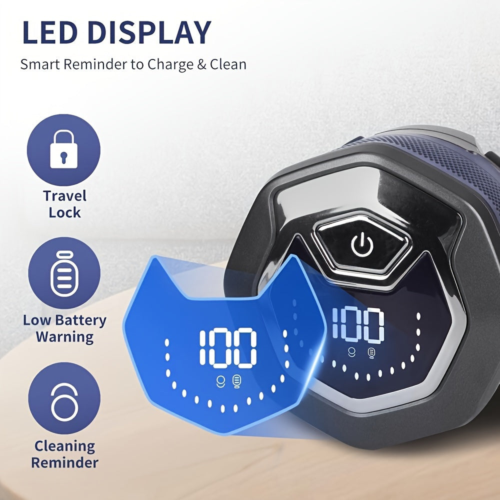 Cortapelos eléctrico para cabeza calva con pantalla LED, inalámbrico, recargable, 6 cuchillas, para viajes