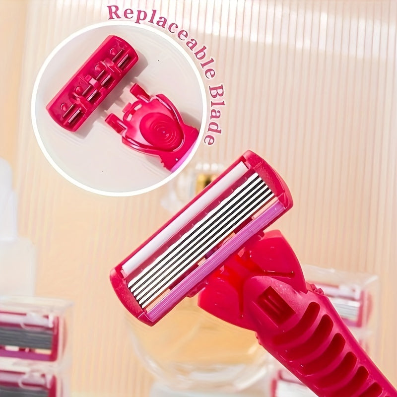Razor manual para mujer con 3 cabezales de cuchilla acero inoxidable hipoalergénico cabeza de seguridad lavable