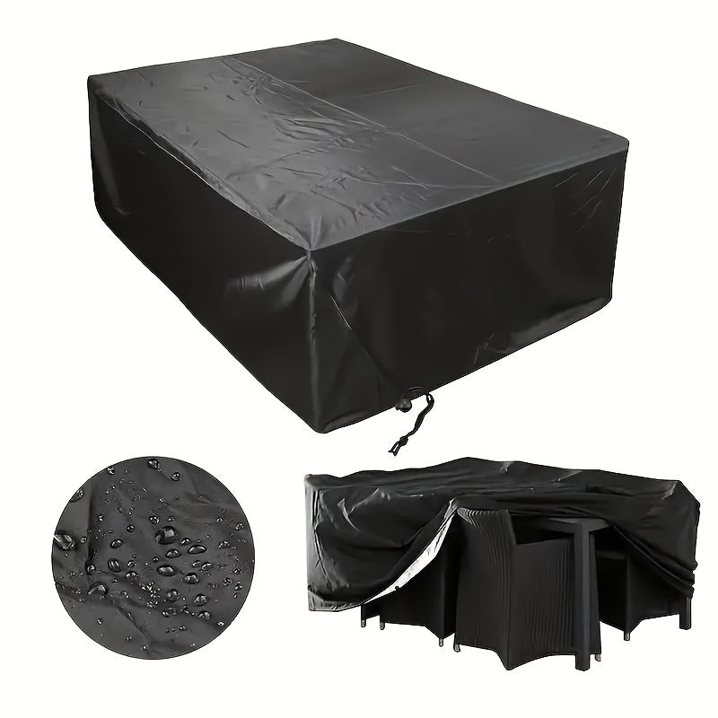 Heavy Duty Black Outdoor Table Cover 210D Oxford Fabric Waterproof Patio Furniture Protector