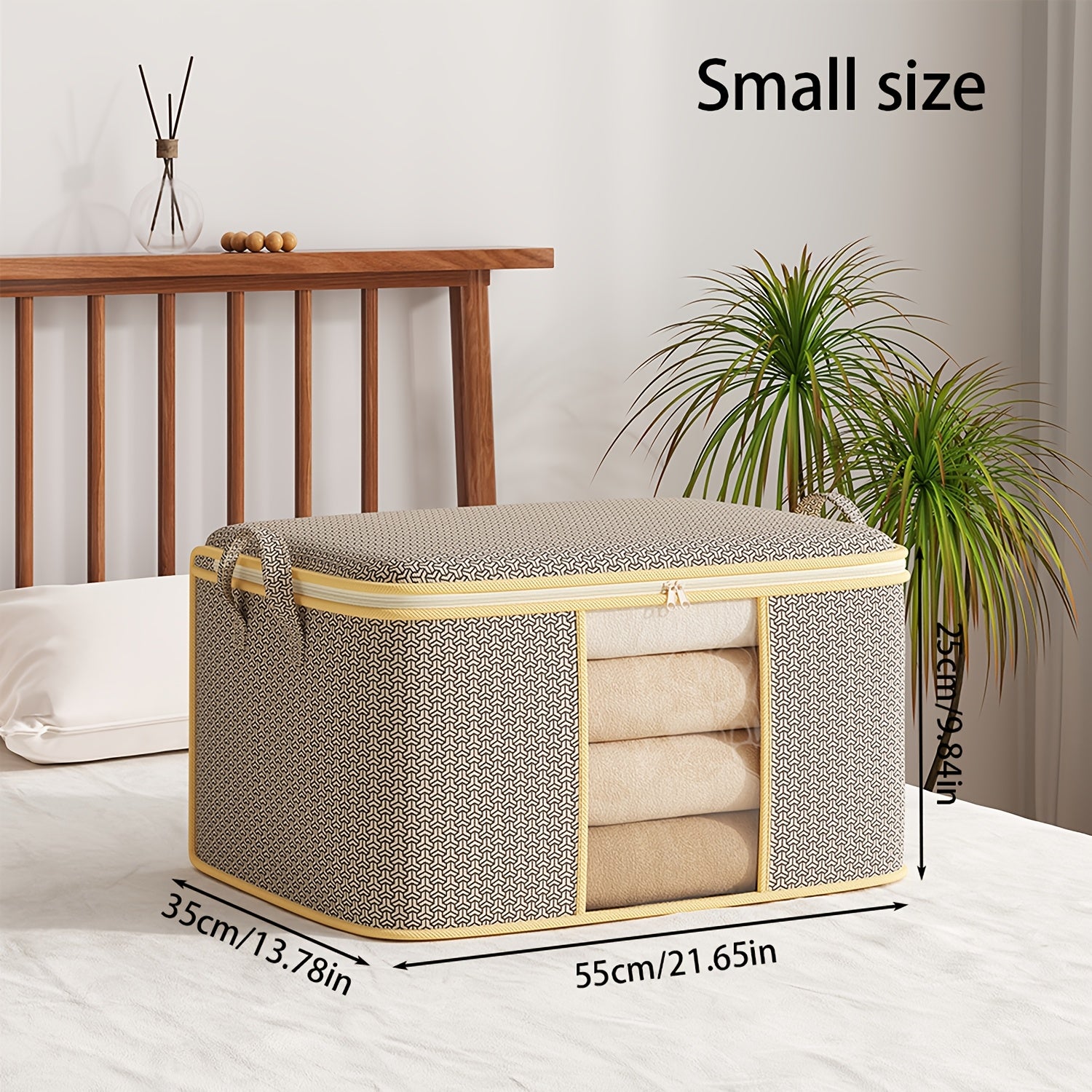 Extra Large Foldable Storage Bag Non-Woven Fabric with Reinforced Handles and Zipper for Clothes and Bedding