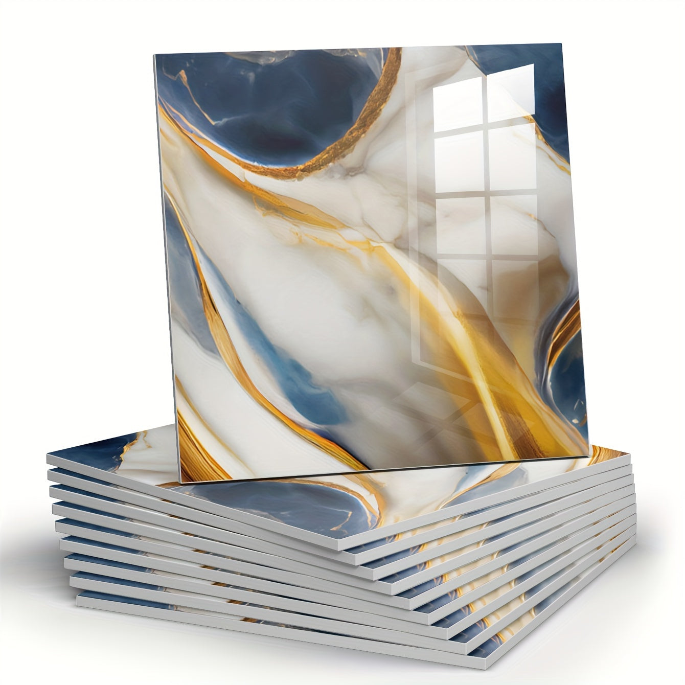 Self-Adhesive Waterproof Marble Tile Wall Stickers for Kitchen Bathroom Set of 10