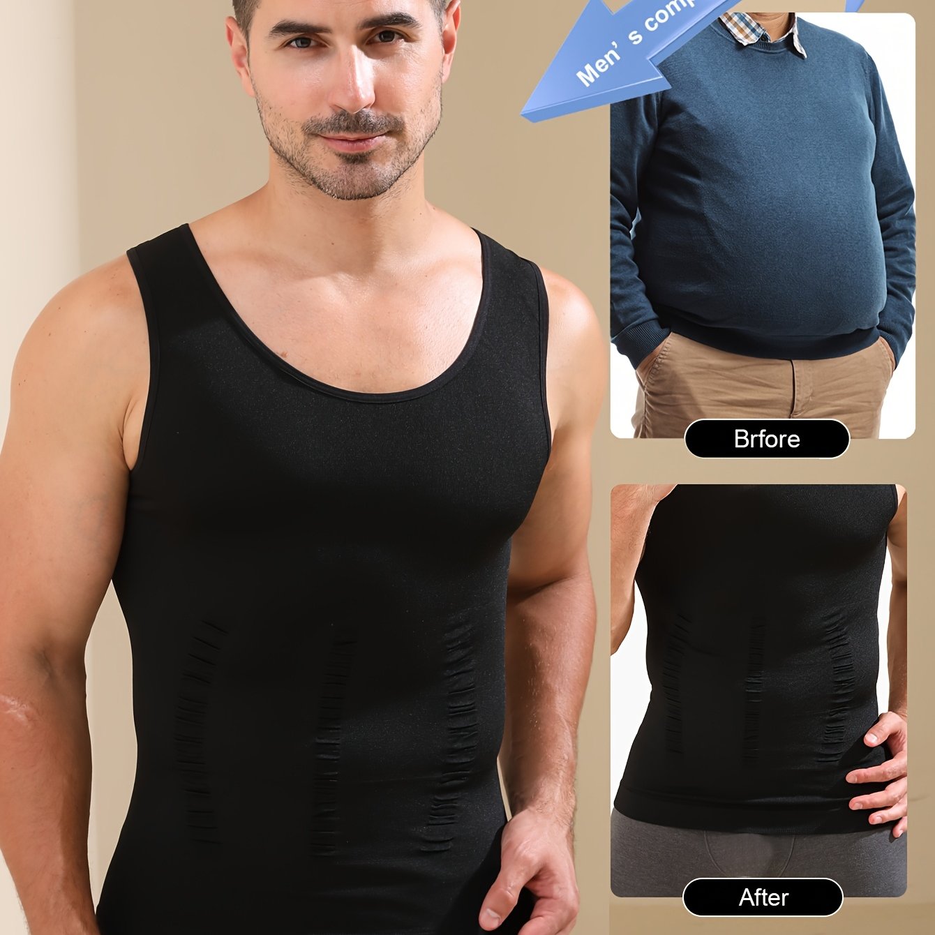 Men's Slimming Body Shaping Tank Top Breathable Polyester Spandex Sleeveless Vest