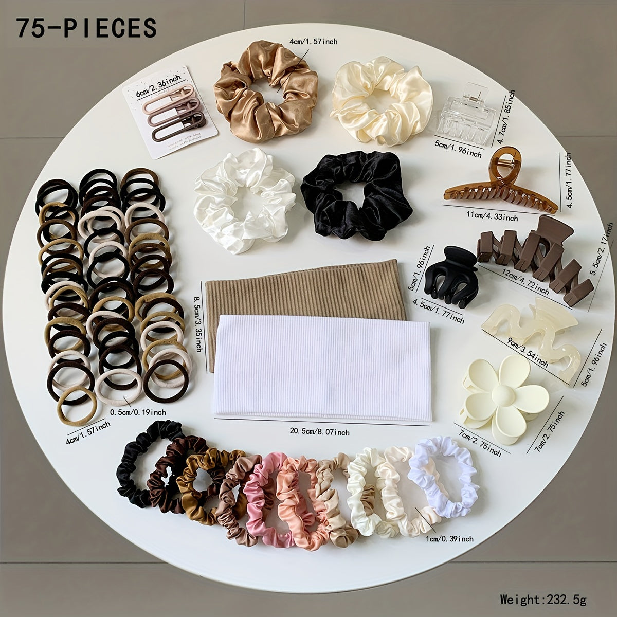 Hair Accessory Collection 65/52/75 Pieces Claw Clips Scrunchies and More for Stylish Looks