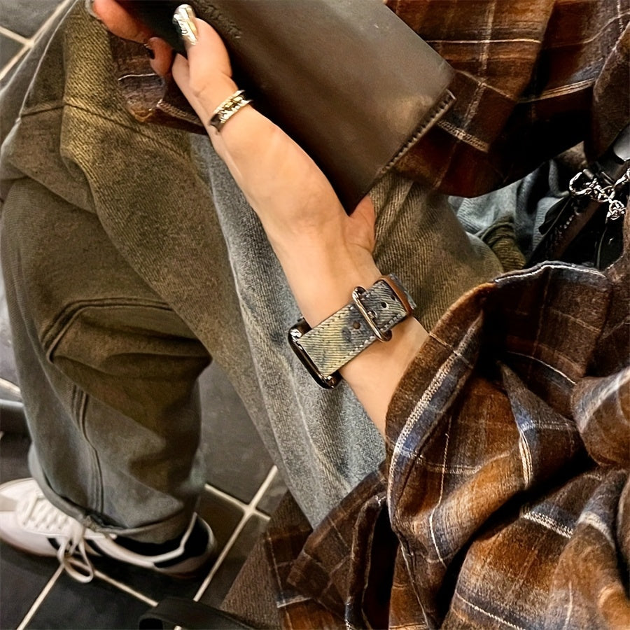 Ретро-тай-дай джинсовый ремешок для Apple Watch, регулируемый ремень совместим с различными моделями.