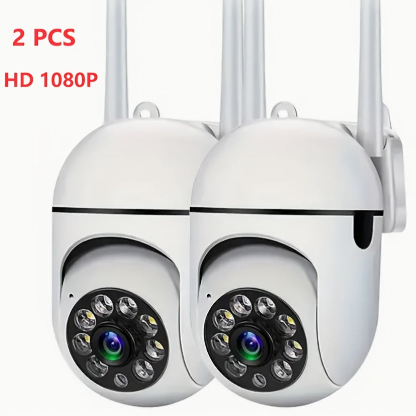 1080P HD Wireless Security Camera Set with Color Night Vision Spotlight Siren and Two-Way Audio