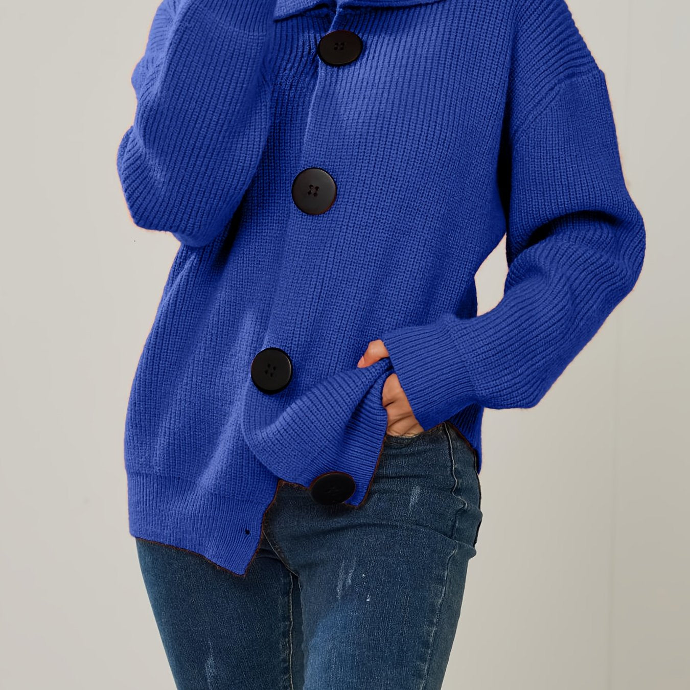 Plus Size Women's Knit Cardigan Sweater Coat with Button Closure for Fall Winter