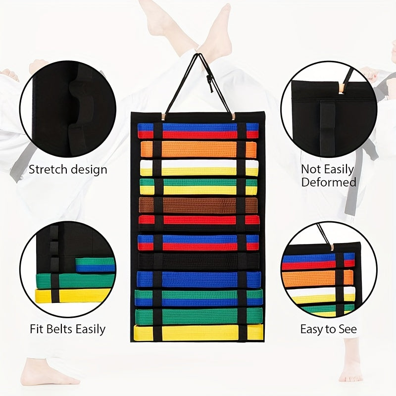 Эта висячая сумка для хранения поясов карате может вместить до 12 поясов боевых искусств, идеально подходит для учеников без аксессуаров.