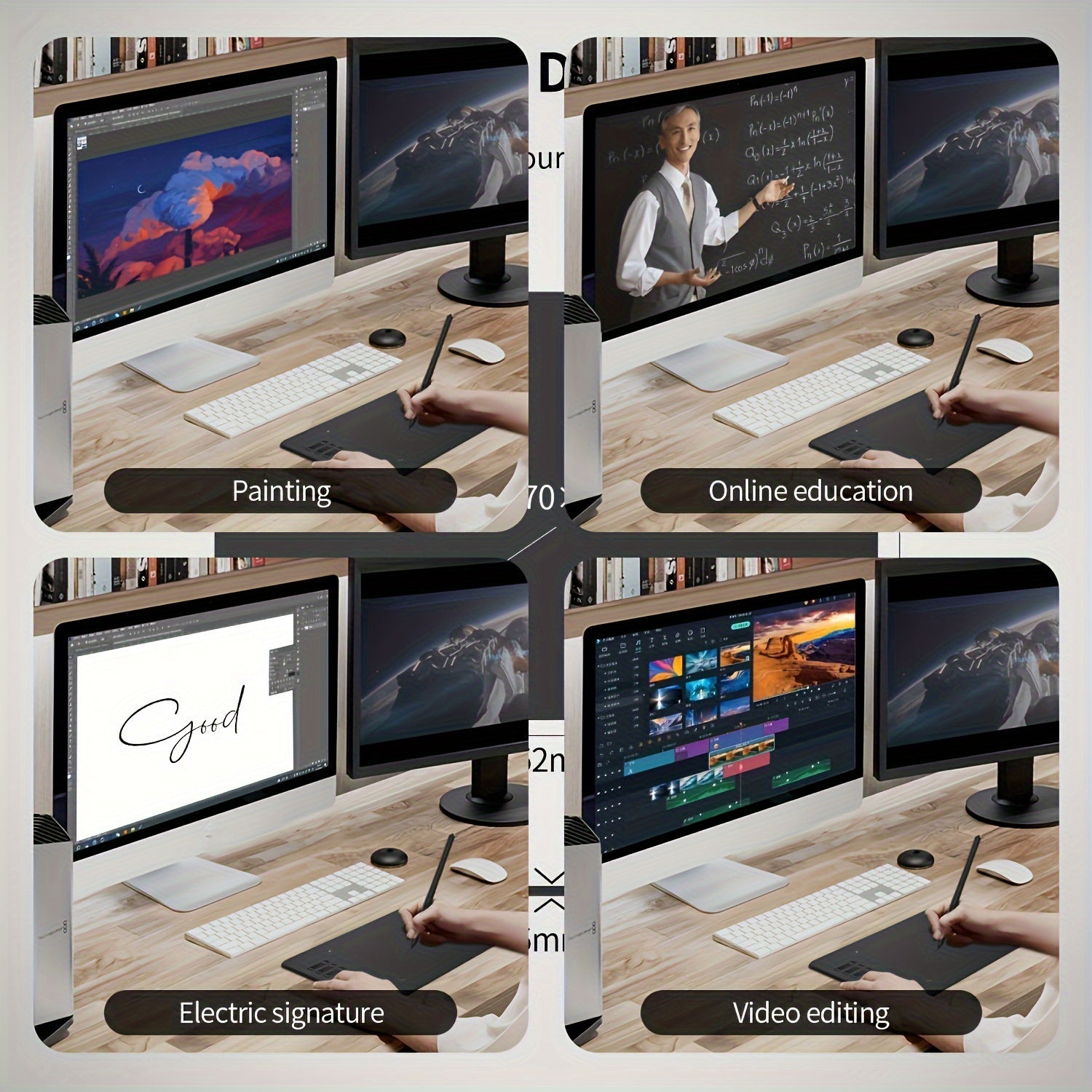 Graphics Drawing Tablet with Pen 16.99x10.69cm Active Area USB Compatible with Android Mac Windows No Battery