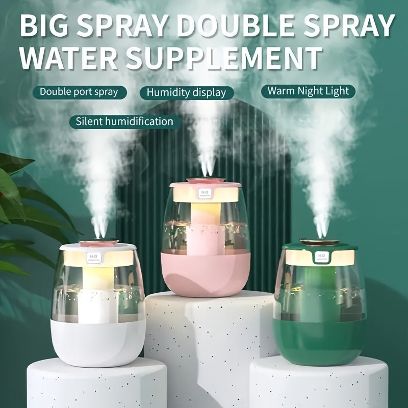Quiet USB Humidifier with Dual Mist Spray Night Light for Bedroom and Desktop