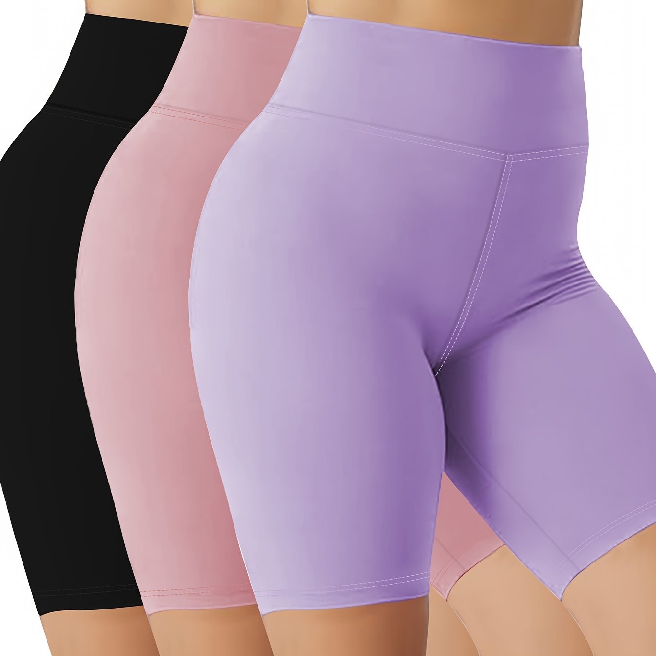Women's High-Waisted Compression Yoga Shorts Quick-Dry No-Show Workout Activewear