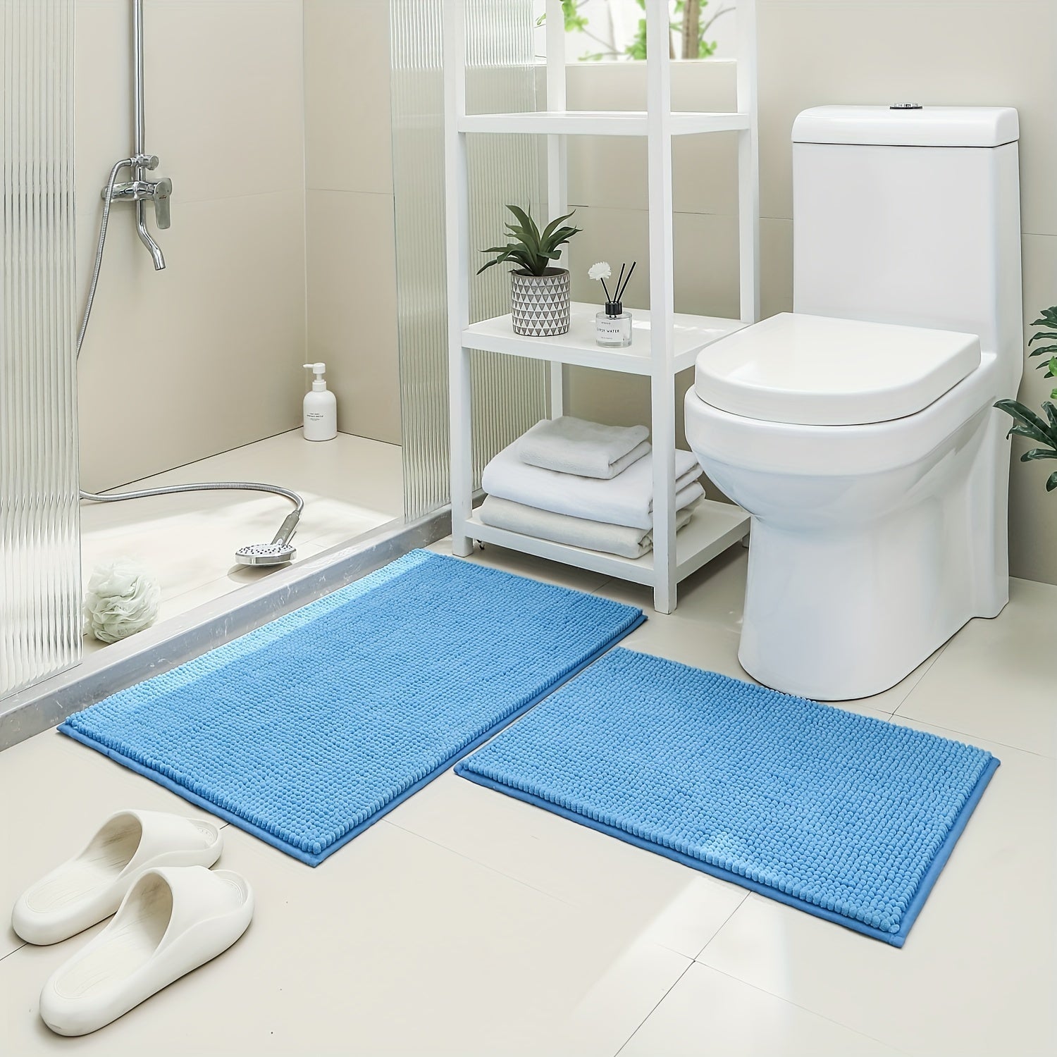 Luxurious Chenille Bath Mat 2cm Thick Non-Slip Absorbent Quick-Dry